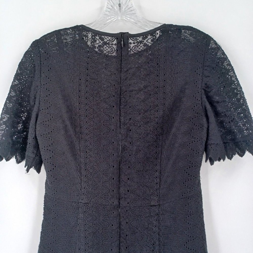 NANETTE LEPORE 2 Black Lace A Line Dress Eyelet Texture Lined Classic Zip Back - Picture 8 of 15